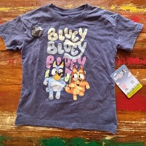 Lucy Navy Short-Sleeve Tee with Multi-Color Bluey Characters